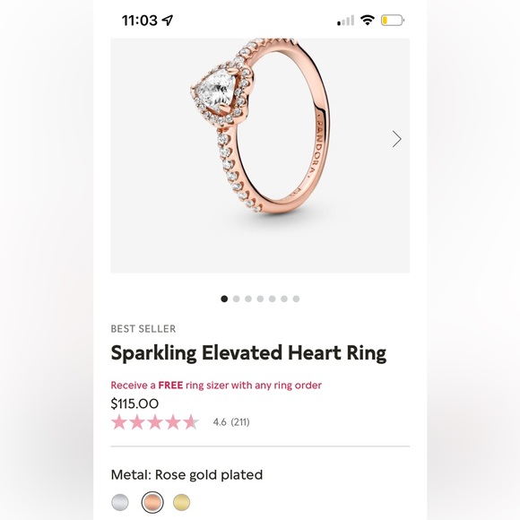 Pandora Sparkling Elevated Heart Ring - Promise Ring - Picture 6 of 6